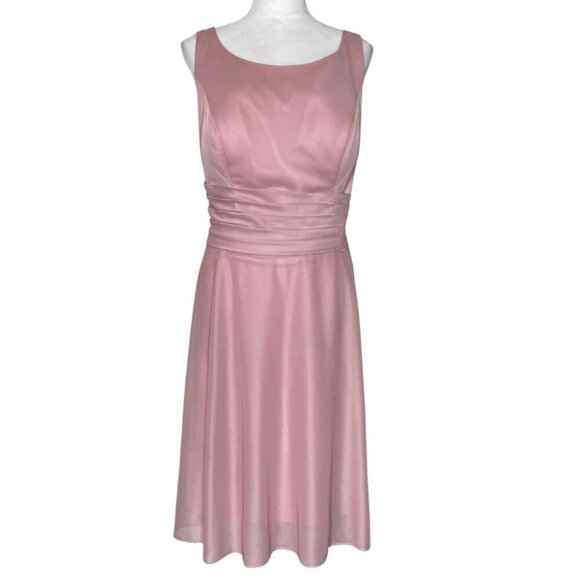 Azazie Dresses & Skirts - Azazie Vintage Mauve Padded A-Line Pleated Chiffon Scoop Neck Dress Size A18